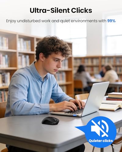 TECKNET Wireless Mouse, Rechargeable Bluetooth Mouse(Tri-Mode: BT 5.0/3.0+2.4G), 4800DPI Adjustable, Ergonomic Cordless Silent Mouse for Laptop, PC, Computer, 6 Buttons, Black