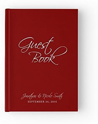 Red Wedding Guest Book, Maroon Guest Book, Wedding Guest Book, Red and White Wedding Guest Book