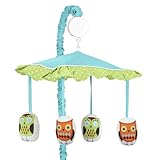 Turquoise and Lime Hooty Owl Musical Baby Crib Mobile by Sweet Jojo Designs