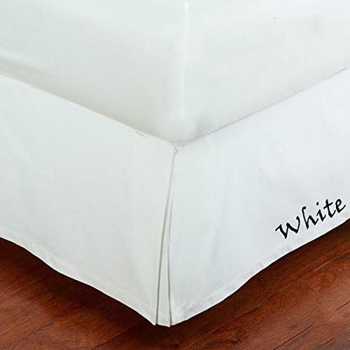 600 TC { 1 PC Box Pleated Bed Skirt - Full Size } Extra Drop Length 16" Inches Egyptian Cotton Quality Made By James Linen Solid Colors & Available { White }