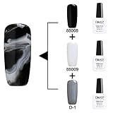 Elite99 Soak Off Changeable UV LED Gel Polish Nail Art 3PCS Multi Color Kit 10ml 88008 + The White Color Gel ( 88009 ) + Base Color Gel ( D-1 )