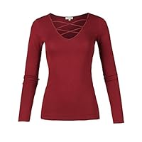 Casual Solid Front Lace Up V-Neck Long Sleeve Top