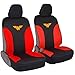 BDK Warner Bros DC Comics Wonder Woman Car Accessories Seat Covers - Front Car Seat Cover Includes Removable Head Cover & Matching Seat Belt Pads, Side Airbag Compatible, Universal Fit, Red & Black