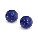 Bling Jewelry Silver Plated Dyed Lapis Gemstone Ball Stud Earrings 10mm