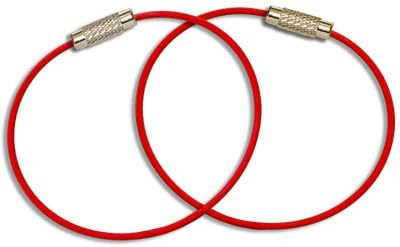 MantaRing - Cable Key Ring with Screw Lock - Strong, Flexible, Waterproof. One Ring for Keys and So Much More (2 Pack) (Red)