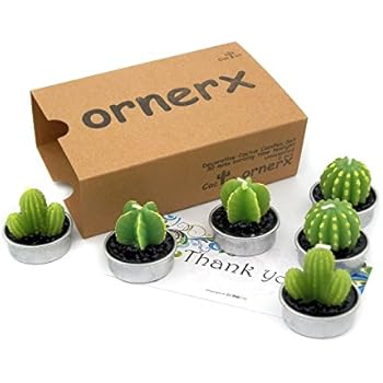 ornerx Decorative Cactus Candles Tea Light Candles 6 Pcs