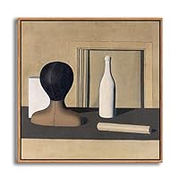 Framed Canvas Wall Art Metaphysical Still Life with Triangle by Giorgio Mordian Canvas Prints Home Artwork Decoration for Living Room,Bedroom - 16x16 inches