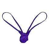 iiniim Men's Sexy T-Back Low Rise Jockstrap G-Strings Bulge Pouch Thong Underwear Purple Large (Waist 35.5-57.0