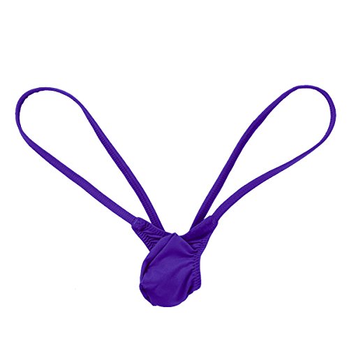 iiniim Men's Sexy T-Back Low Rise Jockstrap G-Strings Bulge Pouch Thong Underwear Purple Large (Waist 35.5-57.0