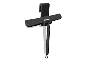 Anjinwiper Shower Squeegee for Glass Doors with Adhesive Hook, All-Purpose Squeegee for Shower Glass, Bathroom, Window, Mirror, Car Glass and Tile Wall-8 Inches,Black