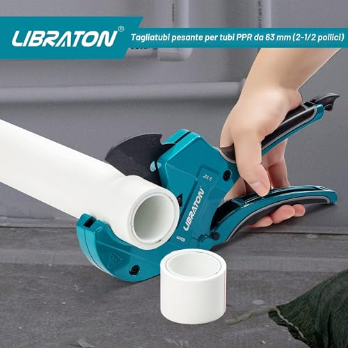Libraton PVC Pipe Cutter 2-1/2" (63mm), Large PVC Pipe Cutter, Improved Blade for Heavy Duty Plastic Pipe Cutter for Cutting PVC Pipes, Pex Pipes, Plastic Pipes