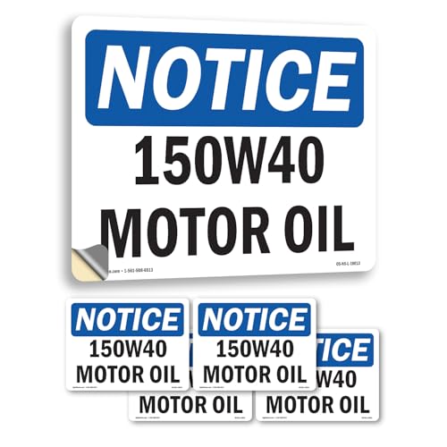 15W40 Motor Oil OSHA Notice Vinyl Decal Label 5 Inch x 3.5 Inch - 5 Pack
