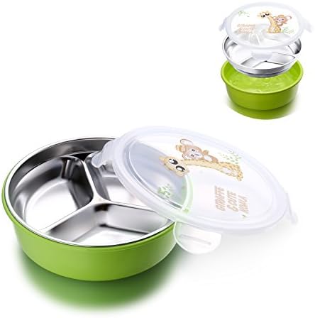 IRmm Top Rated Stainless Steel Lunch Box for kids adults, Salad Bowl，Fruit Bowl,Leak-Proof Food Storage Container (bento-green(small))