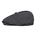 BOTVELA Men's 8 Piece Wool Blend Newsboy Flat Cap Herringbone Pattern in Classic 5 Colors (Black, XL)