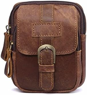 KUAISUF Genuine Leather Men Waist Packs Vinatge Waist Bag Men Money Belt Bag Waist Pouch Bum Bag Pack For Man Male button brown