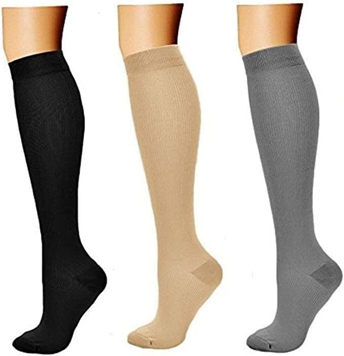 Nein 3 Pairs of Support Stockings / Compression Socks / Compression Socks / Stockings Compression / Running Socks / Thrombosis Stockings / Travel Socks / Knee Socks / for Men and Women, colour, 40-43