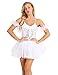 YiZYiF Women's Ballet Tutu Bustle Costume 3D Flower Swan Lake Dance Leotard Dress White X-Small