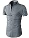 H2H Mens Fashion Casual Slim Fit Button Down Short Sleeve Shirts Of Various Colors