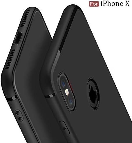 HighSky Ultra Slim Soft Silicone Anti Skid All Sides Protection with Anti Dust Plugs Back Case Cover for Apple iPhone X (Black)