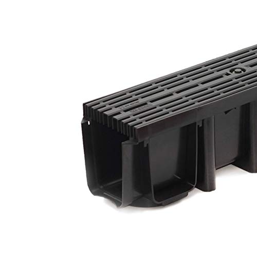 5m Entwässerungsrinne Terrassenrinne, System A15 148mm Stegrost Kunststoff, schwarz-line, komplett SET – Bild 3