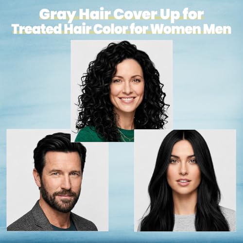Black Hair Dye Shampoo 3 in 1, Natural Hair Dye Semi Permanent Color, Gray Hair Cover Up for Treated Color for Women and Men, 500ML
