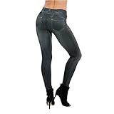 Eastabile Womens' Jeans Printed Slim Denim Jeggings Leggings Stretchy Pencil Pants (XL, Black)