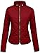 Ne People Womens Lightweight Quilted Zip Jacket, BURGUNDY, Large