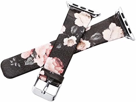 Apple Watch Band, DAHASE iWatch Strap Wristband Accessories Matte Rose Flower Wave Replacement Bracelet Painted Leather Watch Band for Apple Watch Series 3 Series 2 Series 1 All Models 42mm Flower
