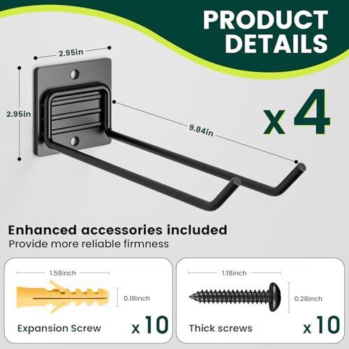 zacurter Garage Hook Garde Tool Wall Hager, Shed Orgaizer for Hagig Tool, 4 Pack Heavy Duty Hook for Shovel, Rake, Broom