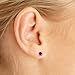 3 mm Petite Round Genuine Ruby Stud Earrings in 14k White Gold