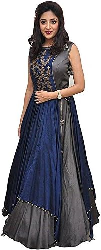 VKARAN Women's Bangalore Silk Semi-stitched Gown