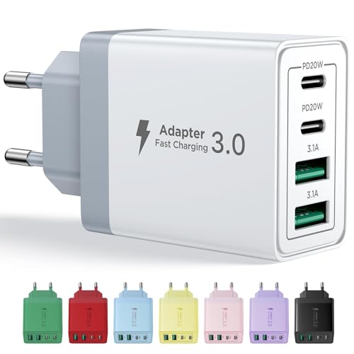 Aioneus USB C Ladegerät, 4 Ports Mehrfach Ladegerät mit USB-C und USB-A, 40W Schnellladegerät PD 3.0 Power Adapter USBNetzteil für iPhone 16 15 14 Pro Max 13 12 11 SE 2020 XS XR 8 7, Samsung, Handys thumbnail 1