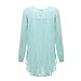 Chenghe Women Casual Chiffon Shirt Loose Long Sleeve Pleated Top Blouse Green M