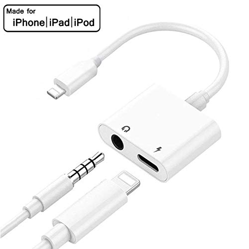 Headphone Jack Adapter Dongle for iPhone 7/7 Plus/8/8 Plus/X/Xs/XR/Xs Max Adapter to 3.5mm Jack Converter Fast Car Charger Accessories Cables & Audio Connector 2 in 1 Earphone Splitter Adapter