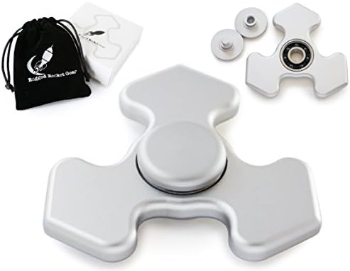 Aluminum Fidget Spinner EDC Focus Toy - Machined Aluminum with Premium Ceramic Hybrid Bearing for Ultra Long Spins - Great for ADD, ADHD, Autism, Stress and Anxiety Relief (Silver)