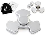 Aluminum Fidget Spinner EDC Focus Toy - Machined Aluminum with Premium Ceramic Hybrid Bearing for Ultra Long Spins - Great for ADD, ADHD, Autism, Stress and Anxiety Relief (Silver)