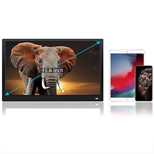 Kalawen15.6 inch Digital Photo Picture Frame IPS Screen Full HD 1920x1080 Include 32GB SD Card with Background Music Support 1080P Video HDMI Thumb USB Drive, SD/MMC/MS Card