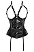 Kranchungel Women's Faux Leather Underbust Cupless Buckle Zipper Corset Basques Bustier Medium Black