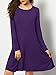 Women's Long Sleeve Pockets Casual Swing Plain T-shirt Dress A06_purple XL