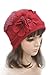 Flower Trimmed Womens Wool Beanie Cap Dress Crochet Hat A125