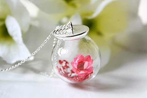 Botanical Jewelry, Real Flower Jewelry,Terrarium Necklace, Japanese Style, Cherry Blossom, Pressed Flower Necklace - Thumbnail 3