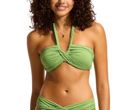Seafolly Women’s Standard Bandeau Halter Bikini Top Swimsuit, Eco Collective Sage