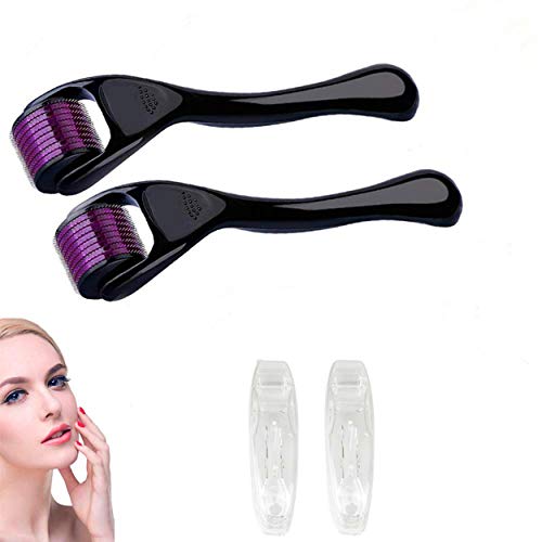 Airblasters Derma Roller Cosmetic Needling Instrument for Face, 540 Titanium Micro Needle.25mm&0.5 – Includes Free Storage Case (2-Pack)