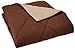 Amazon Basics Comforter Blanket Full/Queen, Reversible Lightweight Microfiber All Season Blanket, Chocolate/Khaki