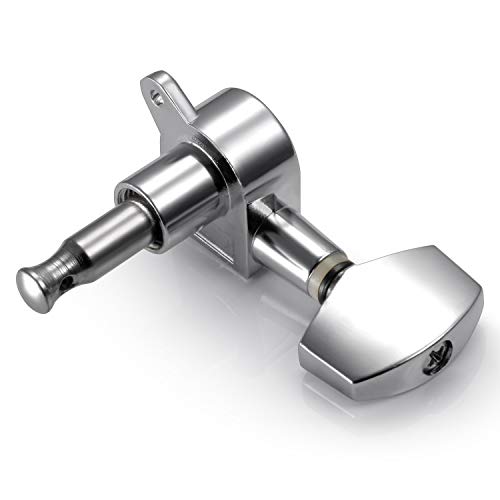 Vencetmat Acoustic Guitar Fully Enclosed Silvery Zinc Alloy Metal Machine Head,Guitar String Tuning Peg With String Winder Included 3L,3R