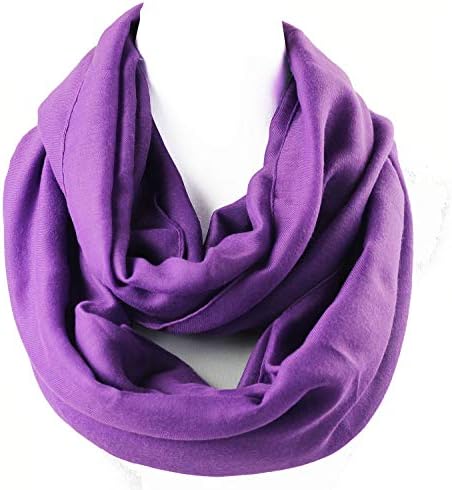 Infinity Scarf for Women Soft Light Weight Loop Circle Neck Wrap Scarves Solid Color (Purple)
