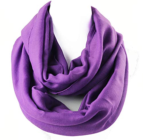 Infinity Scarf for Women Soft Light Weight Loop Circle Neck Wrap Scarves Solid Color (Purple)