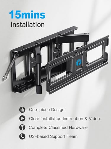 Pipishell TV Wall Mount for 26-74 inch Flat Curved LED LCD Screen TVs up to 45 kg, Full Motion TV Mount Bracket Articulating Swivel Extension Tilting Leveling, Max VESA 400x400mm, PIMFK1