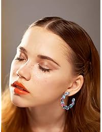 14 Pairs Mottled Acrylic Hoop Earrings Resin Drop Dangle Earrings Bohemian Statement Earrings for Women Girls