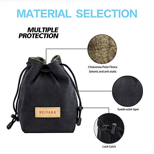 BEIYANG Drawstring Bag Mirrorless Camera Case, Waterproof DSLR Bag Soft Portable Lens Case Gadget for Traveling Outdoor and Canon Nikon Sony Pentax Olympus Polaroid Shockproof Yellow Green Black - Thumbnail 2